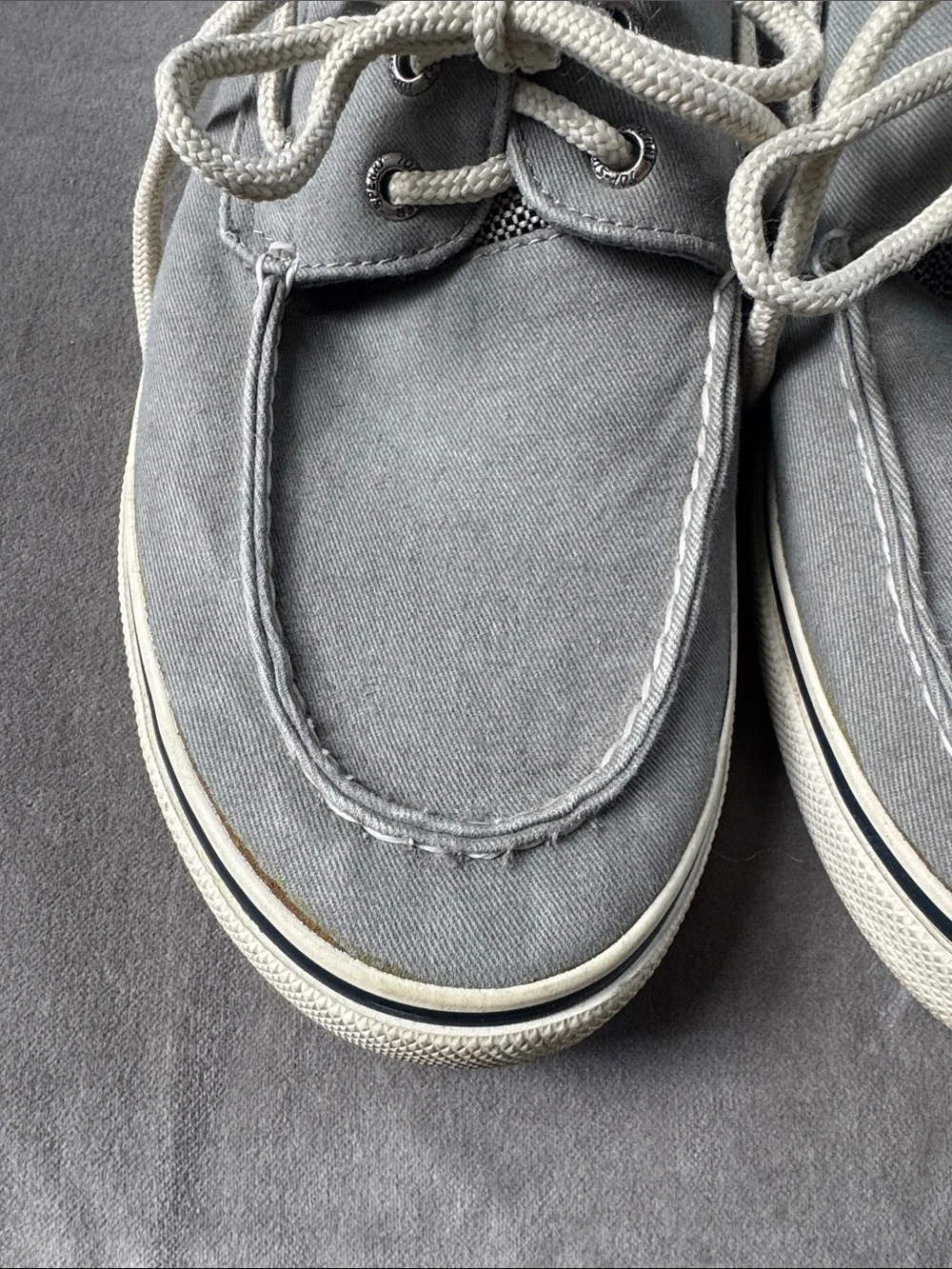Sperry Men's Grey Canvas Boat Shoes size 10.5 M